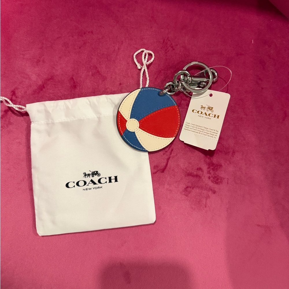 Coach Cream Round Keychain